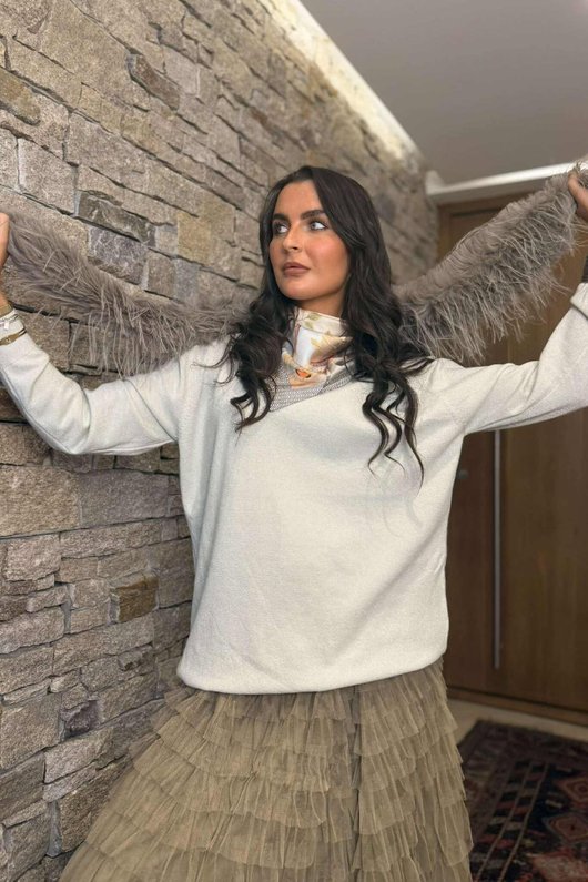 Claudia Soft Stretch Sparkle Skim Knit Stone